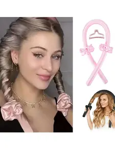 4-piece set Heatless Hair Curlers for Long Hair, Heatless Curling Rod Headband, No Heat Curlers Then You Can Sleep in Overnight, Heatless Curls Headband, Soft Foam Hair Rollers for Natural Hair, Hair Curling Rods