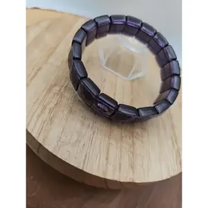 35.4g Natural Dream Purple Amethyst And Agate Crystal Bangle Bracelet Handmade