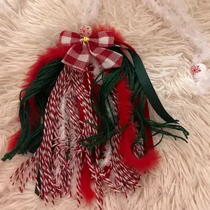 Christmas Bible Tassel Bookmark with Festive Red & Green Tassels and Plaid Bow for Holiday Reading