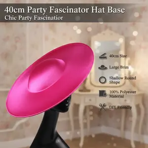 40CM Lady's Character Style Party DIY Big Brim Shallow Round Fascinator Hat Base 100% Polyester
