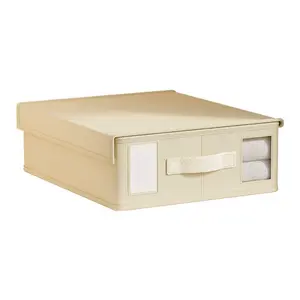 Foldable Bed Sheet Storage Box with Handle Durable Under Bed Organizer for Bedroom 1 Count Bedding Pillow Case Container