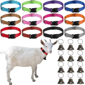 12 Sets Goat Collars with Bells Horse Sheep Grazing Cow Bells Adjustable Nylon Dog Jexine