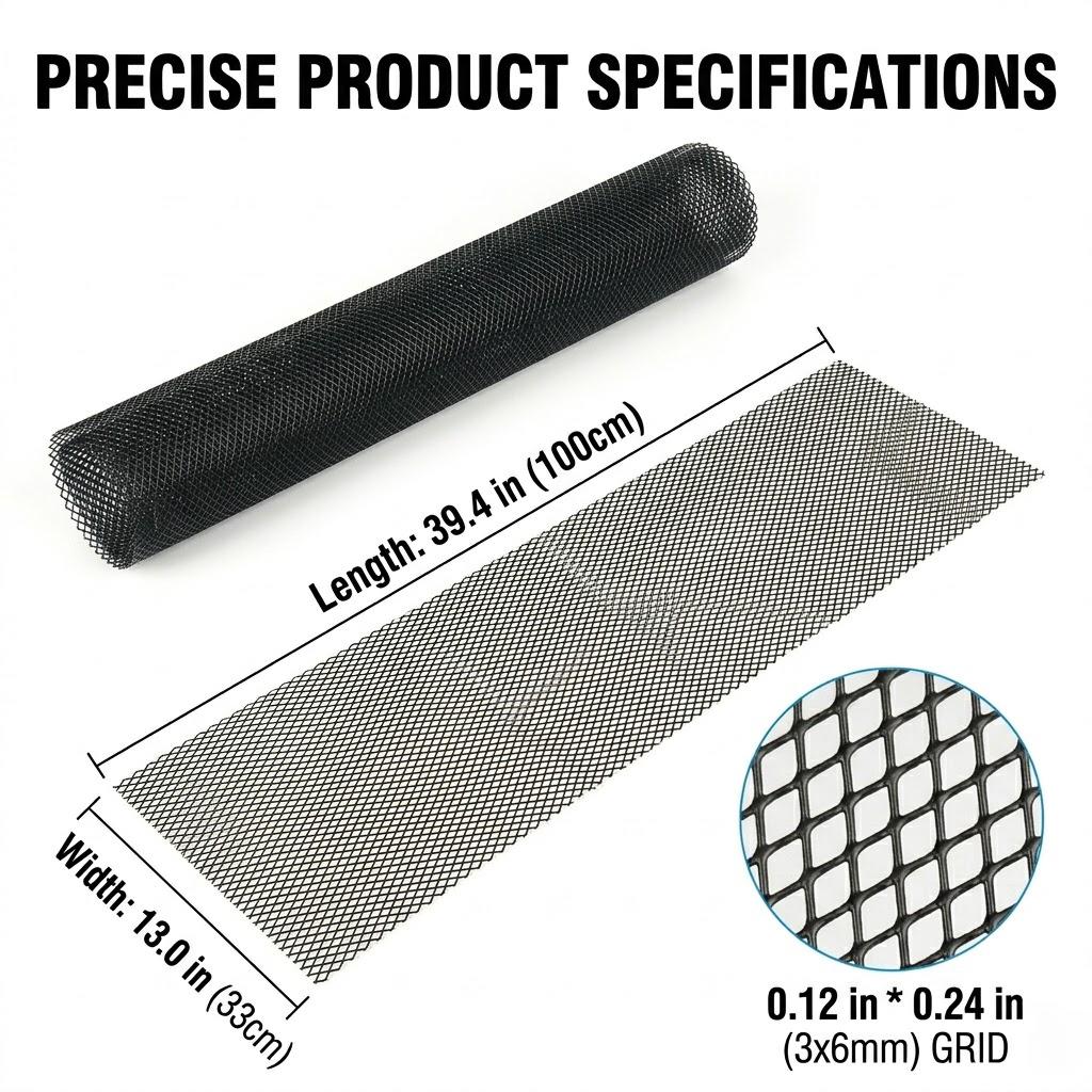 Universal Black Aluminum Alloy Grill Mesh 3x6mm Rhombic Grid 100x33cm for Bumper Vent Protection Durable High-Quality Customizable Fit Easy Installation Universal Black Aluminum Alloy Grill Mesh 3x6mm Rhombic Grid 100x33cm for Bumper Vent Protection Durable High-Quality Customizable Fit Easy Installation