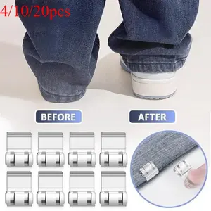 4/10/20 Pairs Invisible Hem Clips, Prevents Pants Dragging, No Sew Hidden Button Closure, Anti-Drag Pant Edge Fasteners, Shorten Pants Fastening