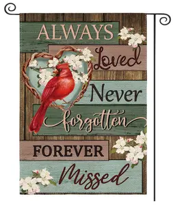 Cardinal Memorial Garden Flag 12x18 Inch Double Sided Durable Polyester Fabric Weather Resistant Outdoor Decoration Always Loved Never Forgotten