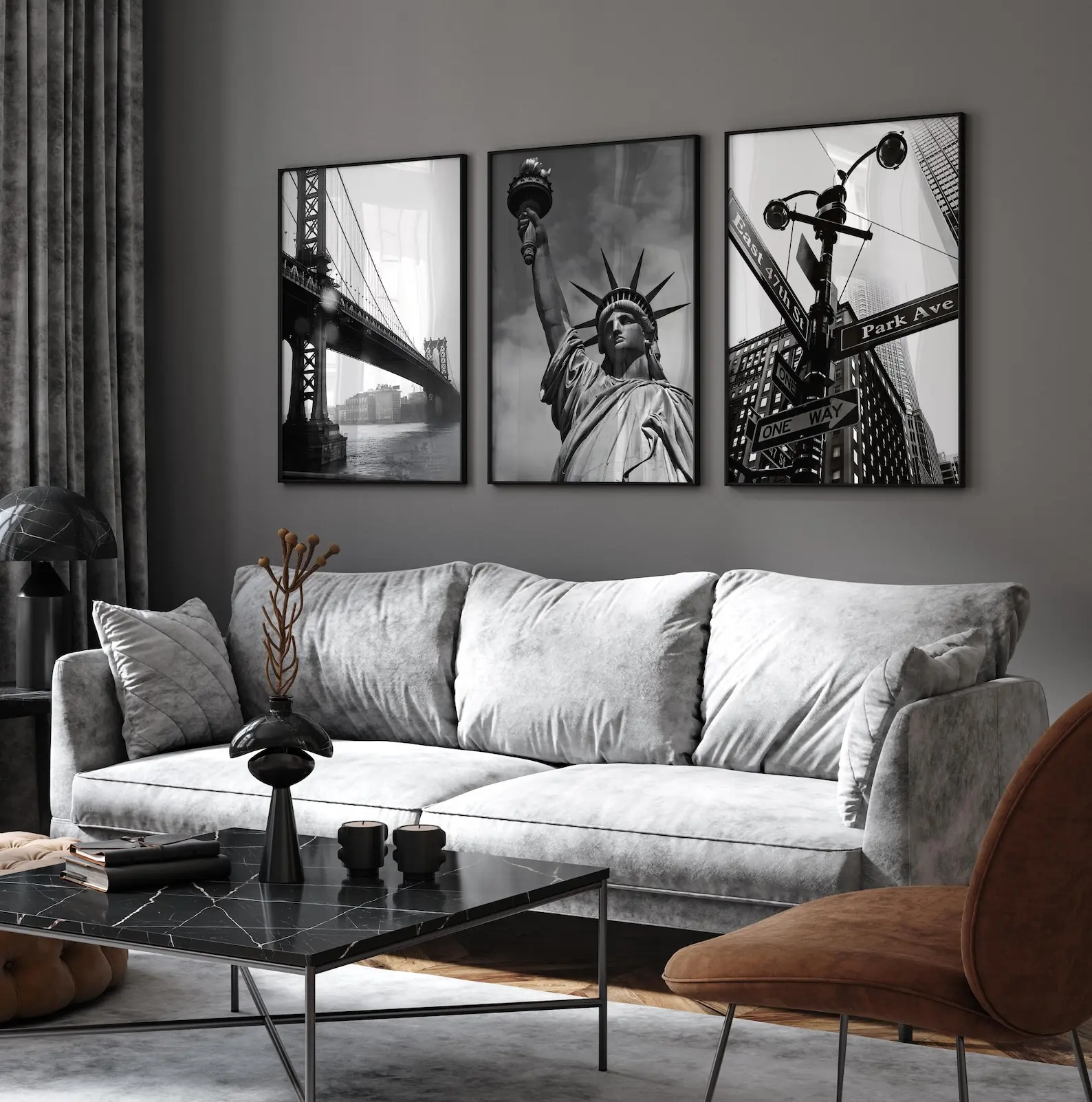 New York City Poster Set – NYC Wall Art, Brooklyn Bridge, Statue of Liberty, Park Ave Print