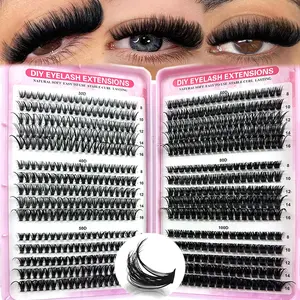Mixed Length Individual False Eyelashes, 1 Box Natural Look Eyelash Extensions, Self Grafting Curl Fake Eyelashes for Eye Makeup Enhancement, Cosmetic