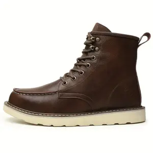 [Anti-Smashing Work Boots] High-Top Anti-Smashing Anti-Stabbing Men's Safety Work Boots |         Steel Toe, Anti-Slip PU Sole, All-Season Wear-Resistant Second-Layer Leather Boots for Hiking, Outdoor & Casual Use