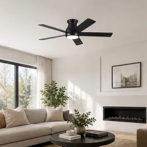 ARCH 52" Low Profile Ceiling Fan with Lights and Remote Control, DC Motor Energy Saving Matte Black Ceiling Fan for Bedroom Living Room, Modern Minimalist Indoor Ceiling Fan with Light Kit, ETL Listed, Matte Black/Silver Color Options