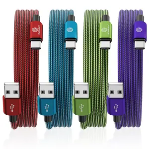 Type C Charger 10FT 4-Pack Type C Charger Fast  Nylon Braided USB C  for  Galaxy S21 S20 S10 Plus Note 10   Pixel