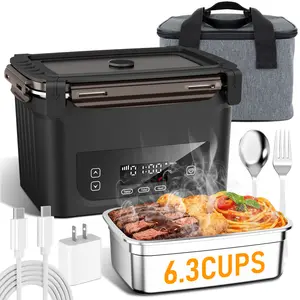 【DealsForYouDays】Fiambrera Eléctrica Inalámbrica de 1.5L, Lonchera Autocalentable con Batería y Calentamiento Automático, Sin BPA, Calentador de Comida Portátil para Trabajo, Obra, Camión y Viaje