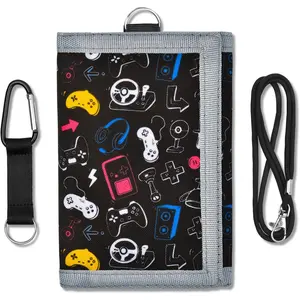 X-KWL12 Kids Wallet for Boys, Boys Wallets for Kids 4-12 Trifold Wallet with Zippered Coin Pocket and Card Holders, Birthday Christmas Gifts Wallet - Game Console