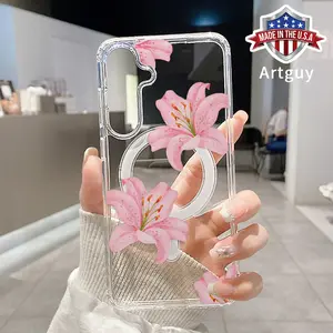 Magnetic Phone Case for Samsung Galaxy S23 S24 FE Plus S25 Ultra  Ultra S22+ Minimalist Retro Lily Pattern TPU Shockproof Anti-Scratch Stylish Smartphone Cover