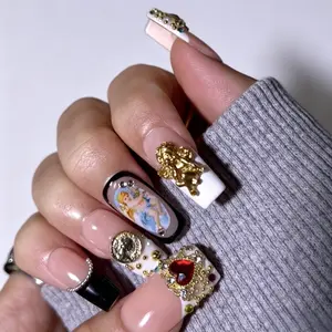 SUMMER Handmade Press On Nails Short Medium Long Nails Cute Nails 3D Flowers Press-On Nails Reusable, Salon-Quality, Long-Lasting, Glossy Design