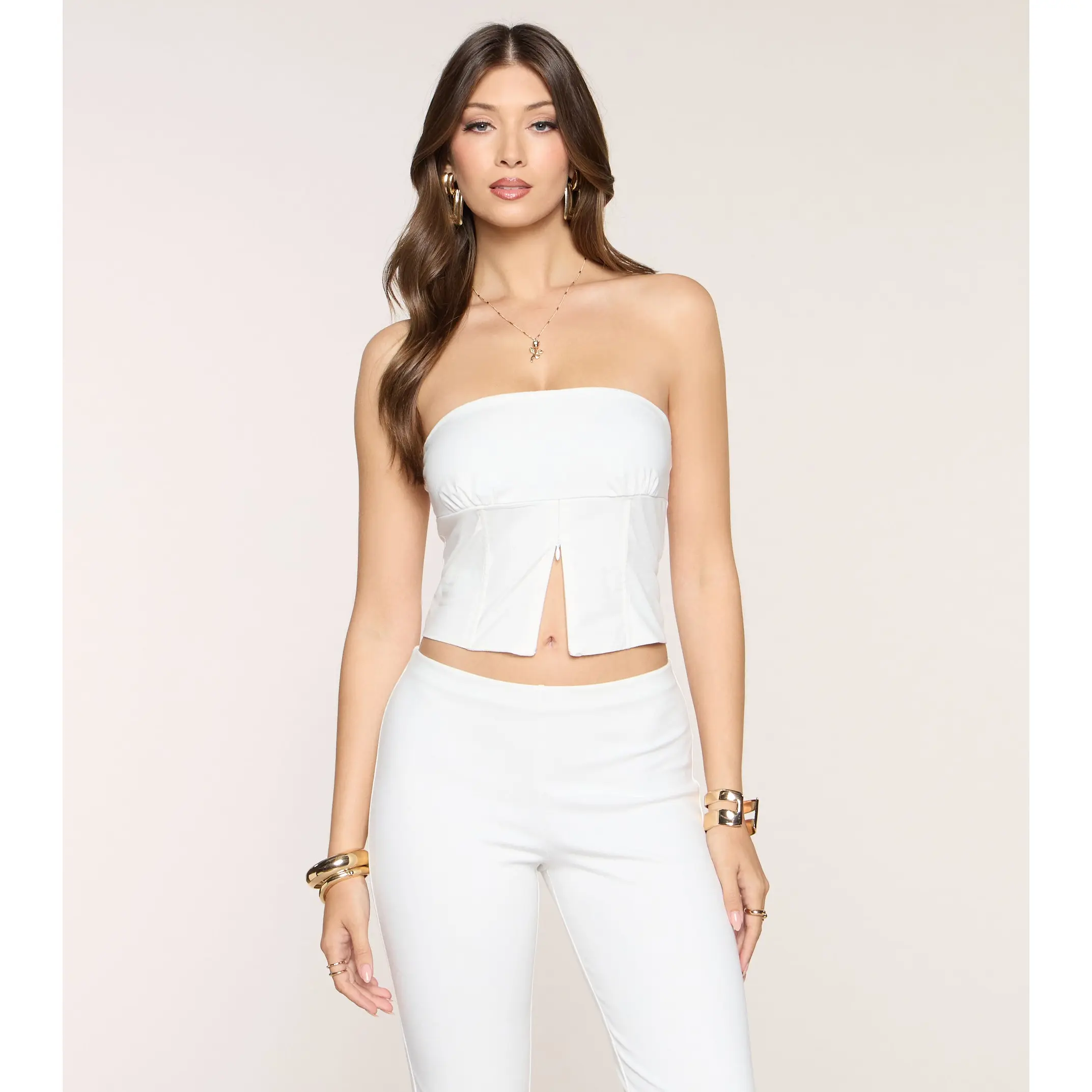 Clean Cut Zip Front Tube Top