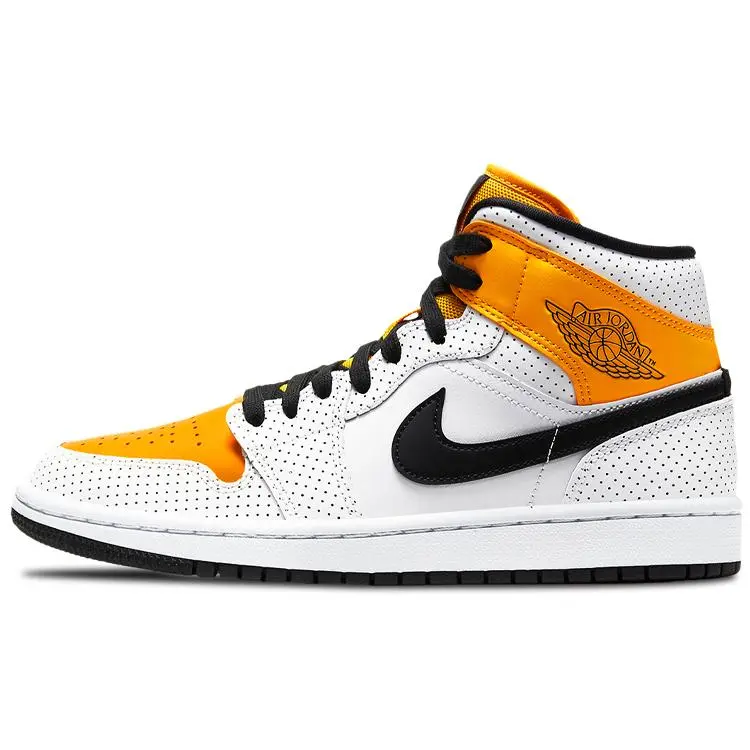 nike Jordan Air Jordan 1 Mid Laser Orange Retro Basketball Shoes for Women with Cold White Sunset Orange Colorway