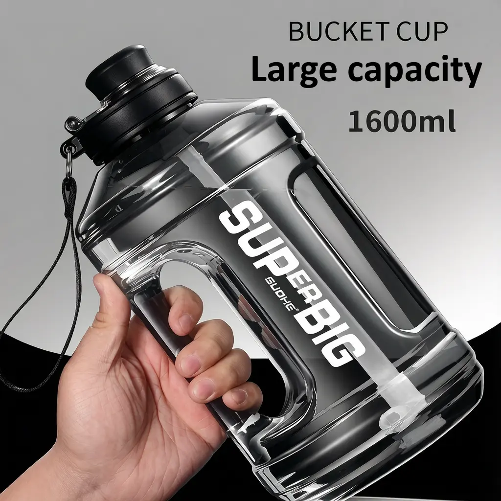 1600ML Large Capacity Water Bottle Leak-proof with  Lid, Leakproof BPA-Free Sports Water Jug, Easy Carry Handle, Stay Hydrated All Day, Wide Mouth for Ice, Reusable Gym, Travel, Office & Outdoor Bottle, Healthy Lifestyle Essential, Summer Water Bottle
