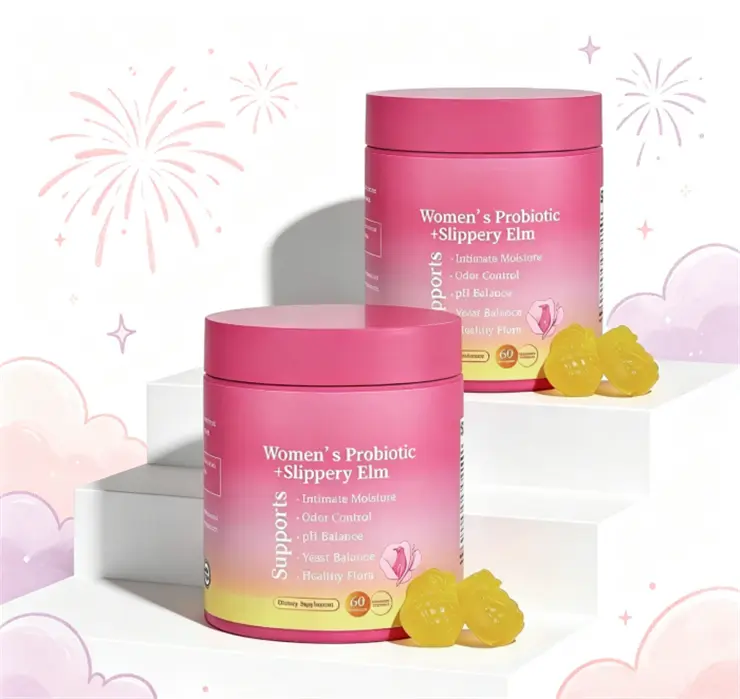 【Almost Sold Out!】Her Juicy Feminine Probiotics Gummies- All in One Solution with Slippery Elm and Prebiotics&Lactobacillus Probiotic Blend for Women’s pH Balance and Dryness - Hawaiian Pineapple Gummies 60 Count probiotics women