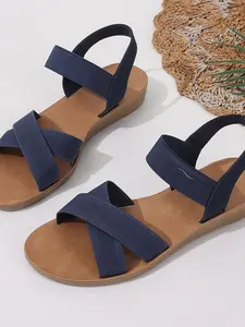 Women's Fashionable Gingham Pattern Slip on Sandals, Casual Comfortable Flat Sandals for Summer, Lightweight Breathable Shoes for Daily Wear, Girl, Bohemian Trending Sandals, Fashionable Slide Sandals, Open Toe Sandals, Casual Summer Footwear