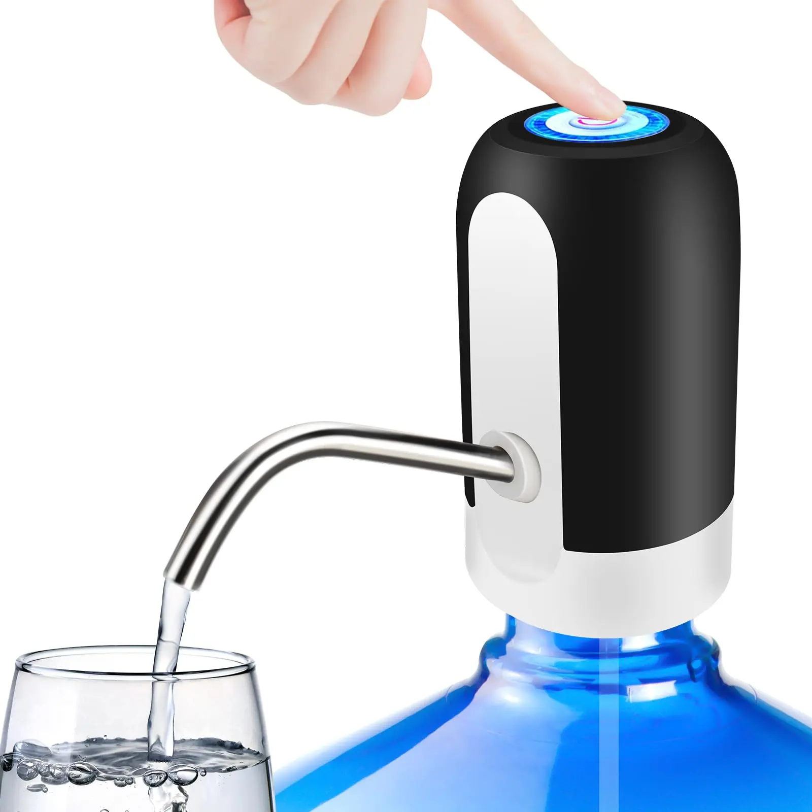 Automatic 5 Gal Universal Water Bottle Pump - USB Rechargeable, ABS Plastic Dispenser Container, Switch-Operated for Kitchen, Garage