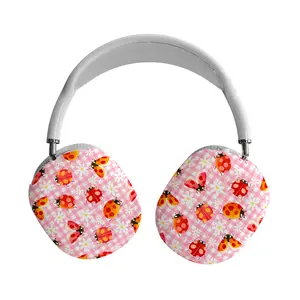 Cottagecore Ladybug AirPods Max Case, Coquette Daisy Flower Headphone Case, Cute Pink Plaid AirPods Cover, Floral Aesthetic Protective Shell, Cute Gift for Her Women Girls