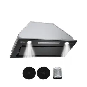 VEVOR Range Hood Insert, 30 Inch Built-in Kitchen Vent Hood, 800CFM Stainless Steel Stove Hood, with Gesture Touch Control, LED Light, Baffle Filters, 4-Speed Exhaust Fan, Ducted/Ductless Convertible