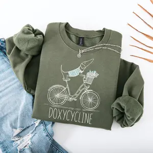 Doxycycline Pun T-Shirt / Sweatshirt / Hoodie  | Dachshund on Bicycle Tee | Pharmacy | Pharmacist Gift | Vet Tech Top | Funny Med School Shirt Cotton Crewneck