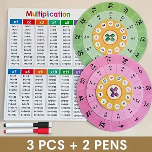 Multiplication Rotation Game, 1-12 Times Table Training Cards, Self-Check Math Facts Spinner Learning Aid Tool, Kids Educational Toy