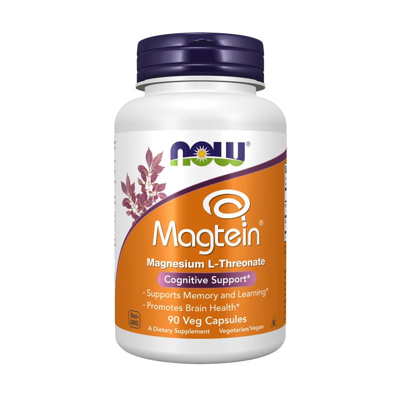 NOW Supplements Magtein Magnesium Threonate Mineral Dietary Supplement Capsules - Patented Form, 2g, Brain Health Support, Gluten-Free, Vegetarian, 90 Capsules, Globally Sourced, Note: Drowsiness or Headaches At First? Reduce Dosage