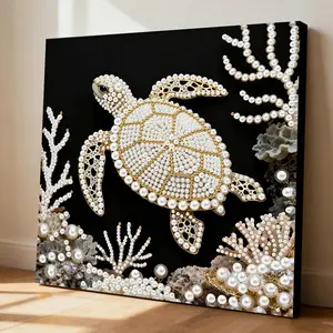A framed pearl and diamond painting set | Sea Turtle Pattern, acrylic paint canvas, suitable for wall decoration in living rooms, bedrooms, and studies; a great choice for Christmas, New Year's, and birthday gifts.