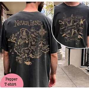 Two Sided Peter Pan Neverland Map Comfort Colors Shirt, Second Star To The Right Straight on Til Morning, Retro Vacation Trip Y8ELA