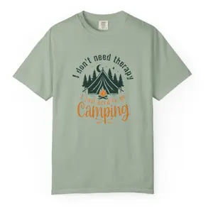Camping Therapy Unisex T-Shirt Outdoor Apparel Gift for Campers Nature Lover Shirt Adventure Clothing Summer Relaxation Wear Garment-Dyed 100% US Cotton S to 4XL