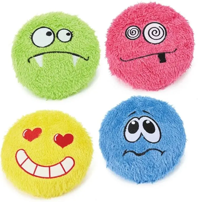 PetEdge A03922 Diggers Emoji Plush Toys with Squeaker