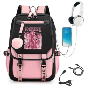 Katseye Merch School Backpack for Boy Girls Large Capacity, Multi Compartment Backpack, Features 3-in-1 Cartoon Charm, Adjustable Shoulder Straps, Zipper Lock Closure, Multiple Pockets, Ideal for Fitness, Travel, and Everyday Use