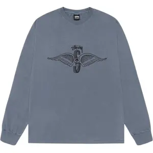 Stussy Skull Wings L/S Pigment Dyed Tee Navy