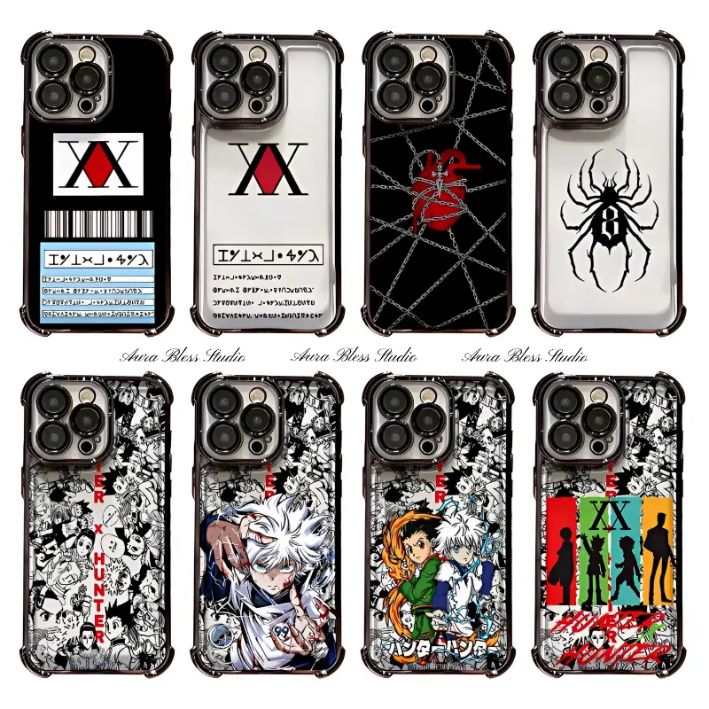 Hot Anime Hunter X Hunter Cool Phone Cases For iPhone 17 Promax Air 16 15 14 Pro Max Plus 13 12 11 Black Transparent Electroplate TPU Shockproof Protective Cover Gifts For Birthday Valentine Christmas Thanksgiving Halloween