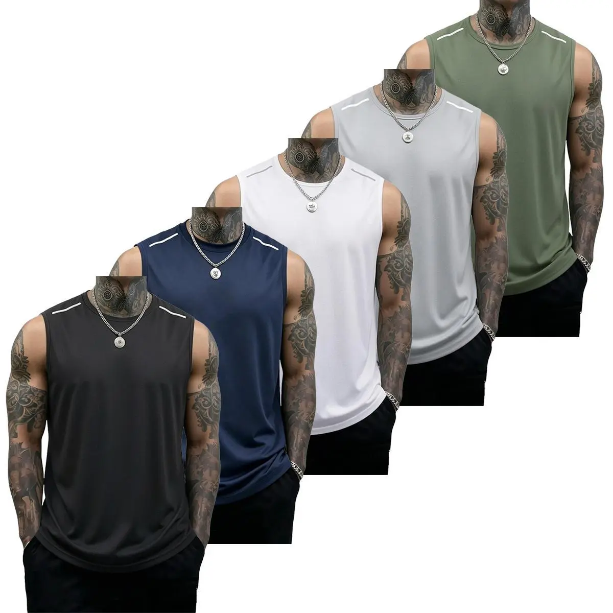 Men’s fitness tank tops multipack — menswear, soft sleeveless gym shirts, solid-color casual tops for summer sports and workouts