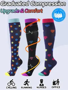 3 pairs of men's and women's compression socks with a compression rating of 15-20 mmHg in a knee-high design for running, performance and recovery, available in a range of colours to help improve circulation.