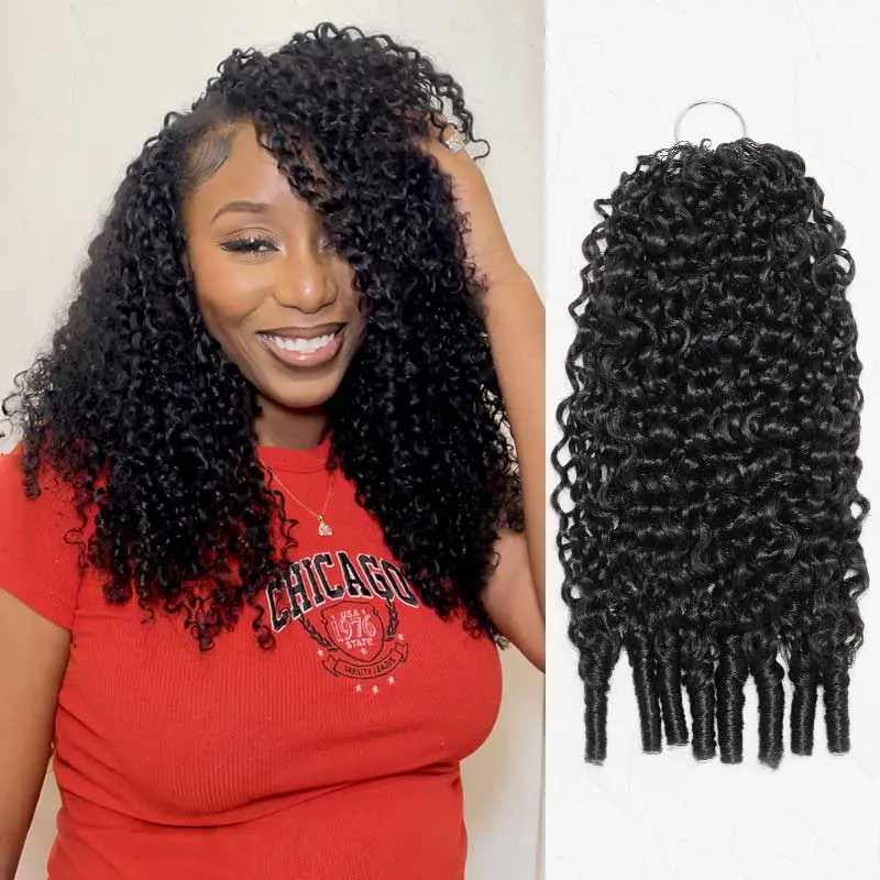 QVR Burmese Curly Crochet Hair Natural Black Machine Made Feather Crochet Human Hair Extension TikTokShopHolidayHaul