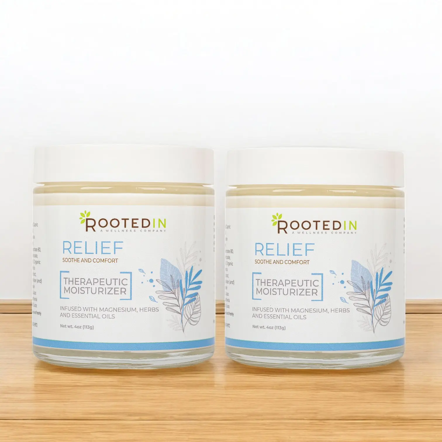 Rooted In 2 Pack Magnesium Relief Cream Targeted Muscle Therapy Soreness Tension Comfort Moisturizing Body Lotion 4 oz Nourishing