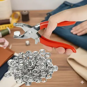 Professional Heavy Duty Fabric Punch Pliers, Metal Garment Snap Fastener Tool, DiY Sewing Kit with Anti-Slip Grip & Corrosion-Resistant Stainless Steel, Handbag Clothing Pants Accessory Installation Set Sewing Tools Sewing Supplies Crafts