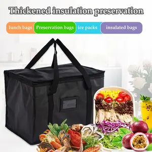 Food Delivery Bag  40L Insulated Thermal Bag  Grocery Shopping Bags  Picnic Bag for Hot and Cold Food Delivery  Catering and Takeout Reusable(43*30*31cm Black)
