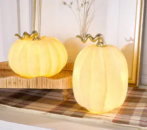 Home Reflections S/2 Illuminated Textured Glass Pumpkins