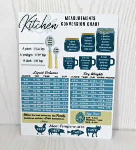 Kitchen Conversion Chart Measurement Fridge Magnet - Baking Supplies Accessories Cooking Gadgets - Gifts for Women - Vintage Useful - Cute for Bakers Decor