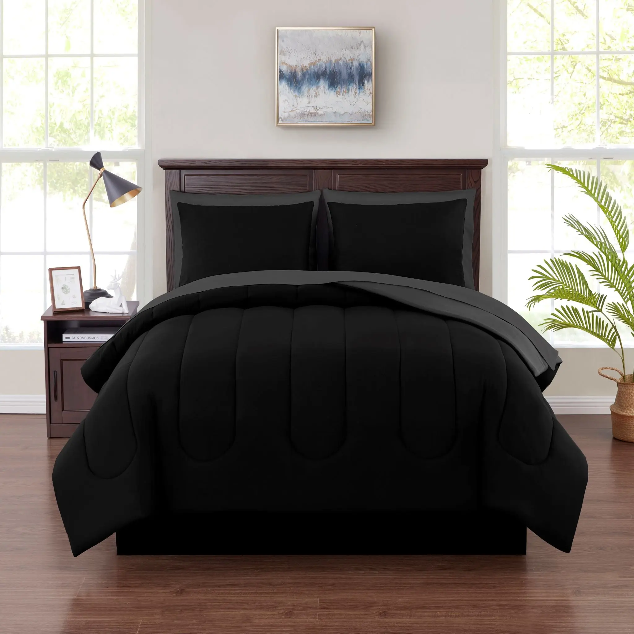 Mainstays 7 Piece Reversible Bed in a Bag Comforter Set with Sheets, Where Luxury Meets Comfort – Bedding Set for Dreamy Nights