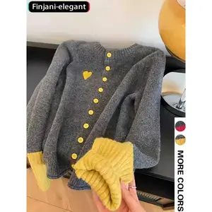 Casual Color-Block Knit Cardigan Sweater for Home