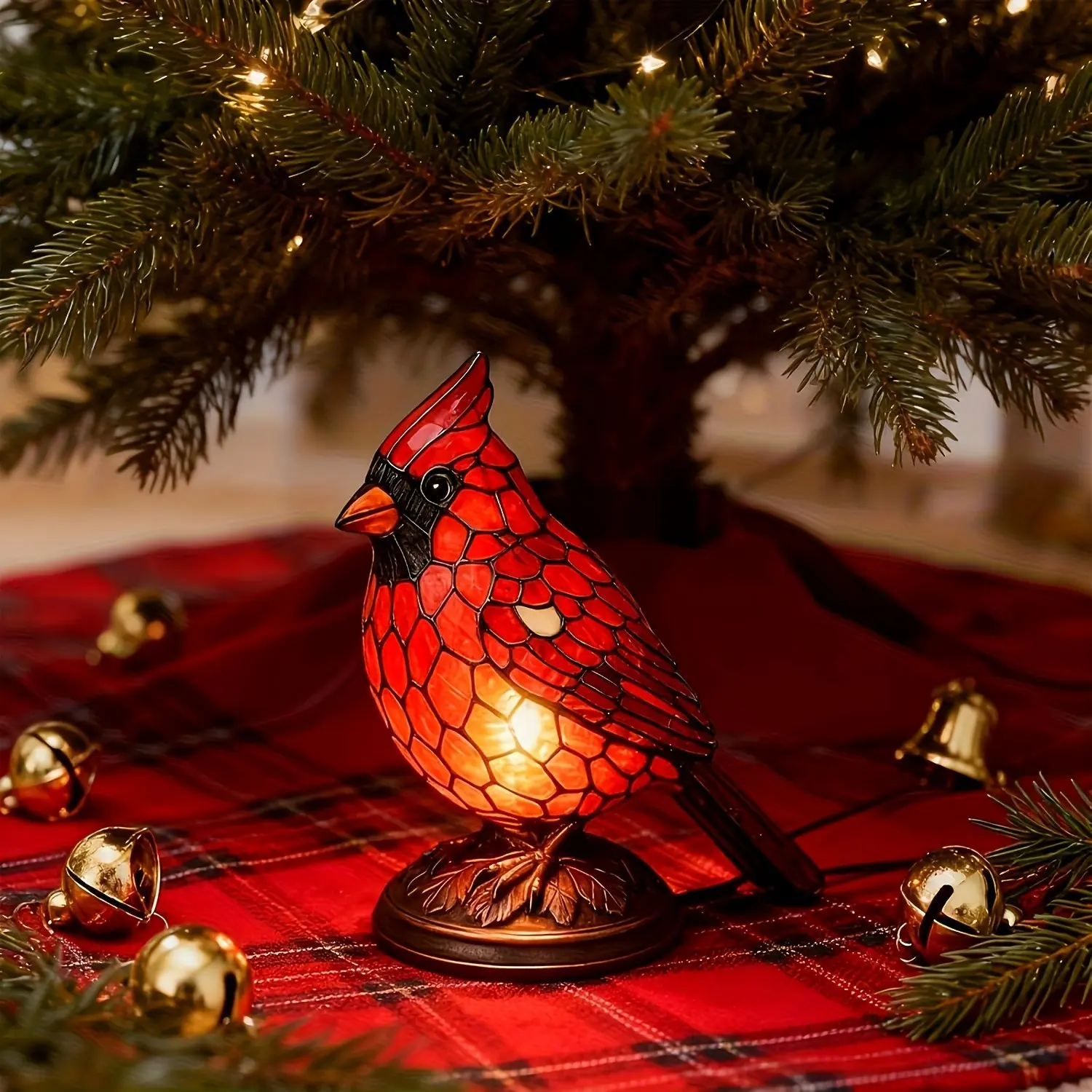 Graduation or Housewarming Gift – Switch-Controlled Redbird Night Light, Cute Red & Black Resin Bird Lamp for Bedside Desk, Durable Thanksgiving Christmas Decor for Bird Lovers, Cozy Farmhouse Vibe