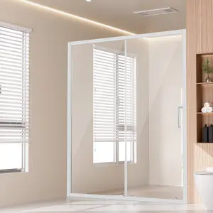 Semi-Frameless Shower Door, Adjustable Width 57.7-59-Inch By 70-Inch Opening, SGCC Tempered Glass 1/4-Inch Thick, Chrome Finish, Reversible Left or Right Swing, Easy-Clean Coating, Seals Included, Modern Bathroom Solution