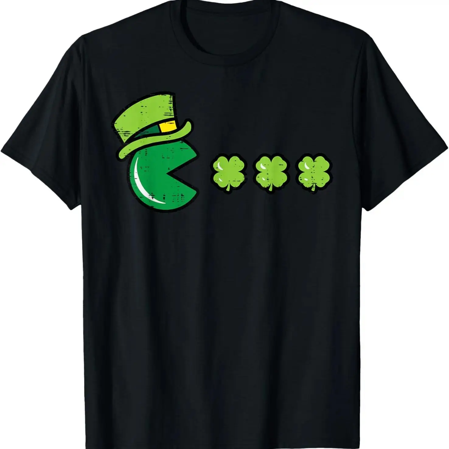 St Patricks Day Eating Shamrock Retro Gamer Men T-Shirt