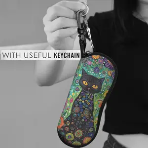 Black Cat Printed Glasses Case Portable Storage Box for Women Daily Use Perfect Gift for Her